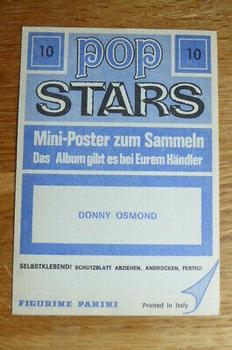 1975 Panini Pop Stars #10 Donny Osmond Back