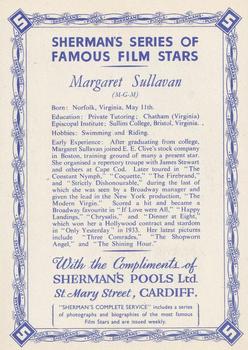 1940 Sherman Pools Famous Film Stars #NNO Margaret Sullavan Back