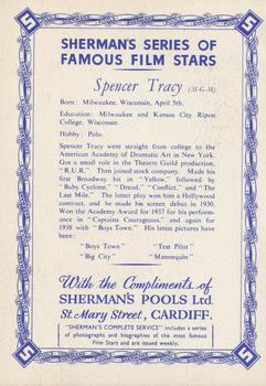 1940 Sherman Pools Famous Film Stars #NNO Spencer Tracy Back