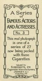 1929 Simonets Famous Actors & Actresses #3 Ivy Duke Back