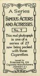 1929 Simonets Famous Actors & Actresses #7 Bebe Daniels Back
