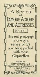 1929 Simonets Famous Actors & Actresses #11 Matheson Lang Back