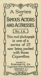 1929 Simonets Famous Actors & Actresses #14 Richard Dix Back