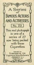 1929 Simonets Famous Actors & Actresses #23 Betty Bronson Back