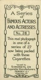 1929 Simonets Famous Actors & Actresses #26 Eleanor Boardman Back