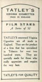 1936 Walker Film Stars (Tatley) #NNO Tallish Bankhead Back