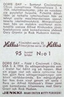 1963 Hellas Filmitahti-sarja 25 #1 Doris Day Back
