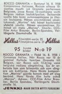 1963 Hellas Filmitahti-sarja 25 #19 Rocco Granata Back