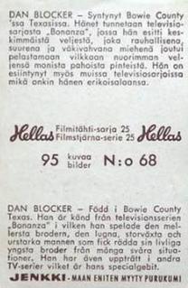 1963 Hellas Filmitahti-sarja 25 #68 Dan Blocker Back