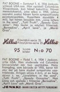 1963 Hellas Filmitahti-sarja 25 #70 Pat Boone Back