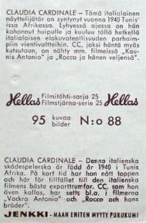 1963 Hellas Filmitahti-sarja 25 #88 Claudia Cardinale Back
