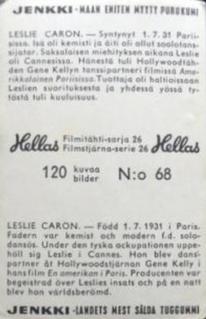 1964 Hellas Filmitahti-sarja 26 #68 Leslie Caron Back