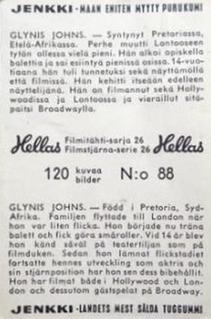 1964 Hellas Filmitahti-sarja 26 #88 Glynis Johns Back