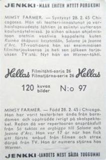 1964 Hellas Filmitahti-sarja 26 #97 Mimsy Farmer Back