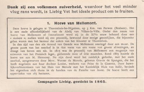 1940 Liebig Oude Hoeven in Belgie (Traditional Belgian farmhouses) (Dutch Text) (F1422, S1425) #1 Hoeve van Mellemont Back