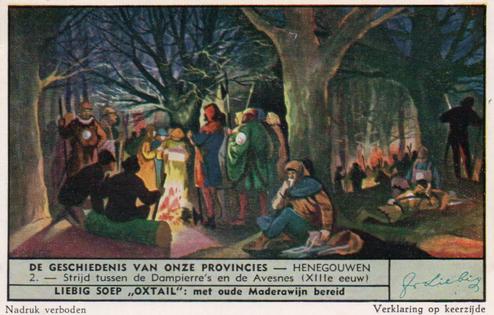 1951 Liebig De Geschiedenis van onze provincies - Henegouwen (History of Hainault) (Dutch Text) (F1518, S1524) #2 Strijd tussen de Dampierre's en de Avesnes (XIIIe eeuw) Front