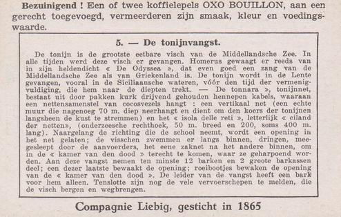 1938 Liebig De Vischvangst bij de midellandsche Zee-Volkeren (Fishing III) (Dutch Text) (F1401,S1404) #5 De Tonijnvangst Back