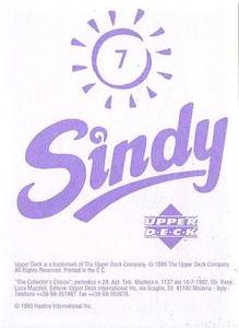 1995 Upper Deck Sindy Stickers #7 Sindy Back