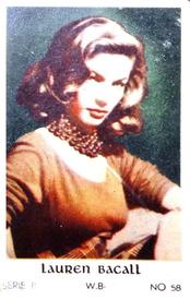 1952 Dutch Gum Serie B #58 Lauren Bacall Front