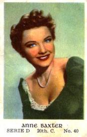 1953 Dutch Gum Serie D #40 Anne Baxter Front