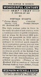 1937 Mitchell's Wonderful Century 1837-1937 #48 Postage Stamps Back