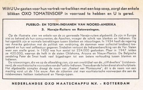 1956 Liebig Pueblo- en Totem-Indianen van Noord-Amerika (North American Indians) (Dutch Text) (F1643, S1642) #3 Navajo ruiters - Rotswoningen Back
