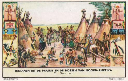 1956 Liebig Indianen uit de praire en de bossen van Noord-Amerika (Indians of the North American Plains) (Dutch Text) (F1642, S1641) #2 Siouz dorp Front