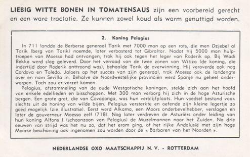 1954 Liebig/Oxo Invallen van de Moren (Invasion of the Moors) (Dutch Text) (F1589, S1593) #2 Koning Pelaglus Back