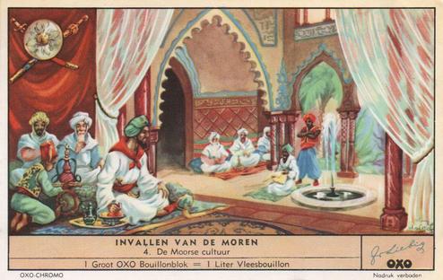 1954 Liebig/Oxo Invallen van de Moren (Invasion of the Moors) (Dutch Text) (F1589, S1593) #4 De Moorse cultuur Front