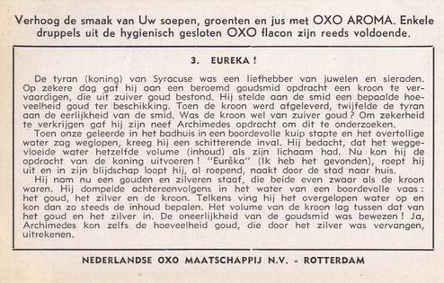 1953 Liebig/Oxo Archimedes (Archimedes) (Dutch Text) (F1557, S1560) #3 Eureka! Back
