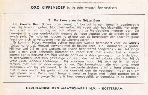 1955 Liebig/Oxo Beren (Bears) (Dutch Text) (F1620, S1620) #2 De Zwarte en de Grijze Beer Back