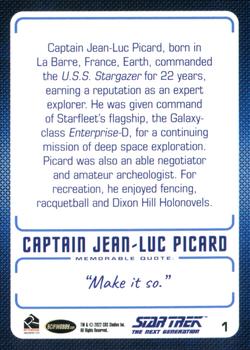 2022 Rittenhouse Star Trek The Next Generation Archives & Inscriptions #1 Captain Jean-Luc Picard Back