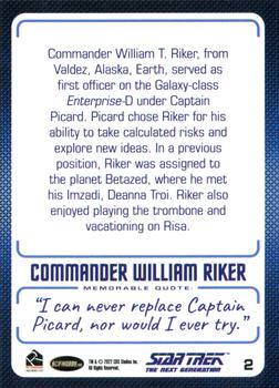 2022 Rittenhouse Star Trek The Next Generation Archives & Inscriptions #2 Commander William Riker Back
