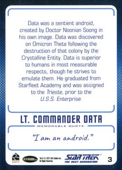 2022 Rittenhouse Star Trek The Next Generation Archives & Inscriptions #3 Lt. Commander Data Back