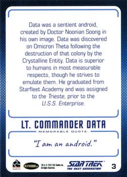 2022 Rittenhouse Star Trek The Next Generation Archives & Inscriptions #3 Lt. Commander Data Back