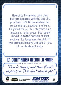 2022 Rittenhouse Star Trek The Next Generation Archives & Inscriptions #5 Lt. Commander Geordi La Forge Back