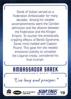 2022 Rittenhouse Star Trek The Next Generation Archives & Inscriptions #19 Ambassador Sarek Back