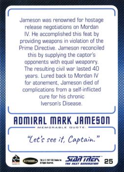 2022 Rittenhouse Star Trek The Next Generation Archives & Inscriptions #25 Admiral Mark Jameson Back