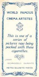 1933 British American Tobacco World Famous Cinema Artistes (Small) #13 Jimmy Durante Back