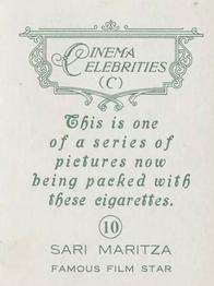1935 BAT Cinema Celebrities C (Large) #10 Sari Maritza Back