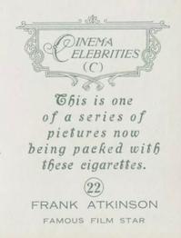 1935 BAT Cinema Celebrities C (Large) #22 Frank Atkinson Back