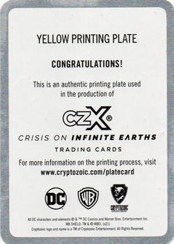 2022 Cryptozoic CZX Crisis on Infinite Earths - Dual Autographs Printing Plate Yellow #GGMB Grant Gustin / Melissa Benoist Back
