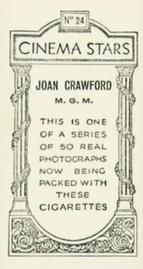 1928 British American Tobacco Cinema Stars Set 8 #24 Joan Crawford Back