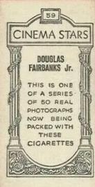 1929 British American Tobacco Cinema Stars Set 9 #59 Douglas Fairbanks Back