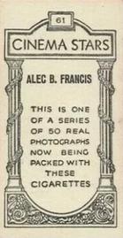 1929 British American Tobacco Cinema Stars Set 9 #61 Alec B. Francis Back