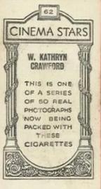 1929 British American Tobacco Cinema Stars Set 9 #62 Kathryn Crawford Back