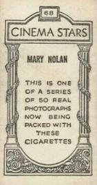 1929 British American Tobacco Cinema Stars Set 9 #68 Mary Nolan Back