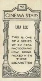 1929 British American Tobacco Cinema Stars Set 9 #70 Lila Lee Back