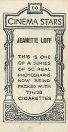 1929 British American Tobacco Cinema Stars Set 9 #80 Jeanette Loff Back