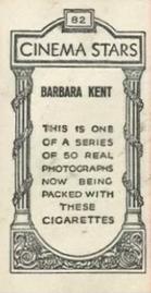 1929 British American Tobacco Cinema Stars Set 9 #82 Barbara Kent Back